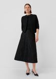 s.Oliver Jupe évasée noire en jacquard avec ceinture haute et fermeture éclair dissimulée - Taille 36