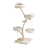 Fudajo design kraboom met hangmat, kattenkraboom 59 x 59 x 169 cm, kattenboom geschikt voor maximaal 15 kg, met sisal en pluche, kattenmeubel met 3 verdiepingen