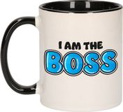 Bellatio Decorations Koffie/Thee Mok voor Baas - Beste Baas - Blauw/Zwart - 300 ml