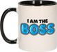 Bellatio Decorations Koffie/Thee Mok voor Baas - Beste Baas - Blauw/Zwart - 300 ml