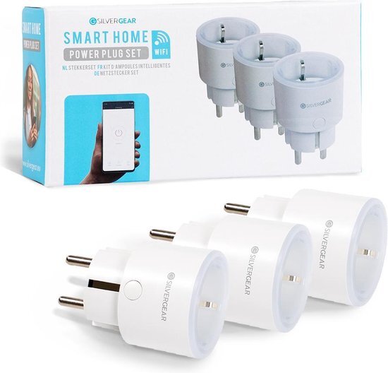 Silvergear Smart Plug WiFi - Slimme Stekker - 3 Stuks - Koppel met Google Home, Amazon Alexa en App