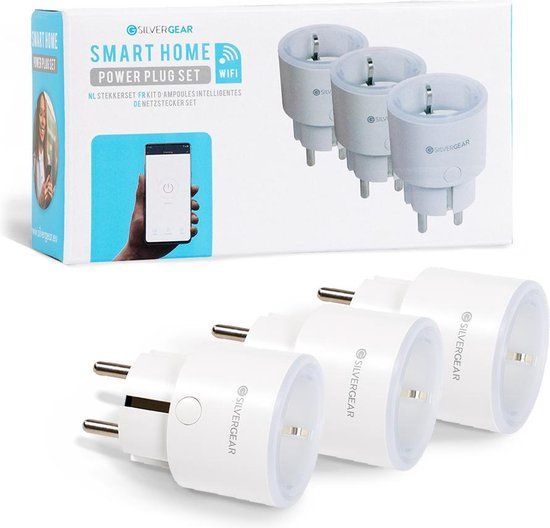 Silvergear Slimme Stekker met Energiemeter - Smart Plug - 3x - Wit