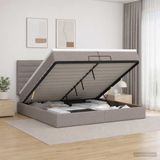 vidaXL Lit plateforme avec matelas et LED taupe 200 x 200 cm tissu