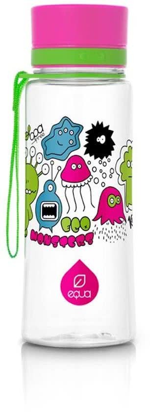 Equa BPA free drinkfles 600 ml - Uitvoering - Pink Monsters