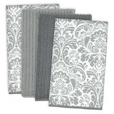 DII Microfiber multifunctionele schoonmaakhanddoeken perfect voor keukens, gerechten, auto, afstoffen, droogvodden, 16 x 19, set van 4 - grijs damast