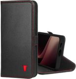 TORRO Étui compatible avec Samsung Galaxy S24+ Plus 5G – Étui portefeuille en cuir de qualité supérieure avec béquille et fentes pour cartes (Noir avec détail rouge)