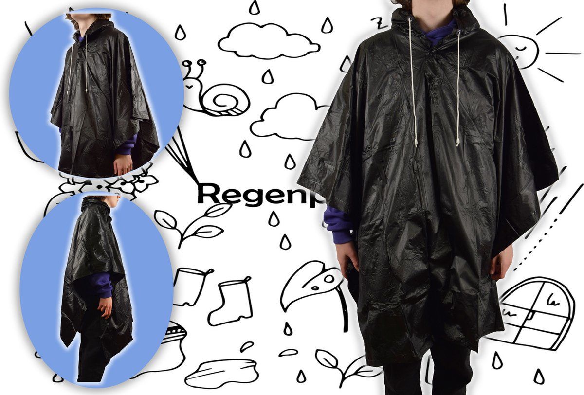 discountershop Regenponcho unisex een maat 1 stuks - Regenponcho dames/heren Volwassenen - kunststof - 8720935702214