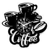 Instant Karma Clocks | Wandklok met kopjes en koffiebonen | Decoratief ontwerp van vinyl voor keuken, bar, ontbijtruimte, café
