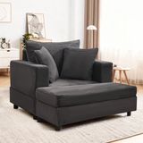 OKWISH Chaise longue avec espace de rangement - Canapé-lit pour salon ou chambre à coucher - Métal et bois - Gris