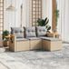 Maison Exclusive - Ensemble de jardin, composé de 4 pièces avec coussins, couleur : beige, matériau : polyrotin
