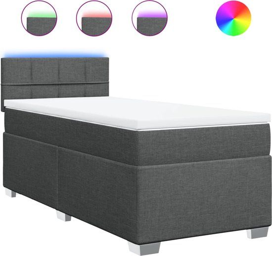 vidaXL Boxspring met matras stof donkergrijs 80x200 cm