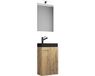 VCM ensemble de meubles de salle de bain 3 pièces toilette invités chêne miel avec lavabo noir Slito SP-BL