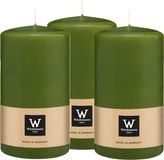 Wiedemann Bougie cylindrique/bougie pilier - 3x - vert olive - 13 x 7 cm - 52 heures de combustion
