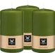 Wiedemann Bougie cylindrique/bougie pilier - 3x - vert olive - 13 x 7 cm - 52 heures de combustion