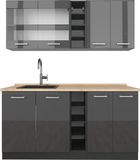 Vicco R-Line Eenpersoonskeuken – 160 cm zonder werkblad Antraciet hoogglans/antraciet