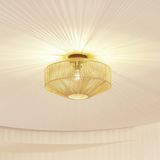 Lindby - Plafondlamp - 1 Licht - IJzer, Papier - H: 25.7 cm - E27 - Hout, Zwart