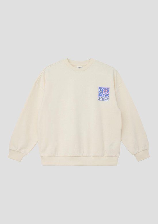 s.Oliver Sweatshirt crème katoen lange mouw ronde hals regular fit kinderen