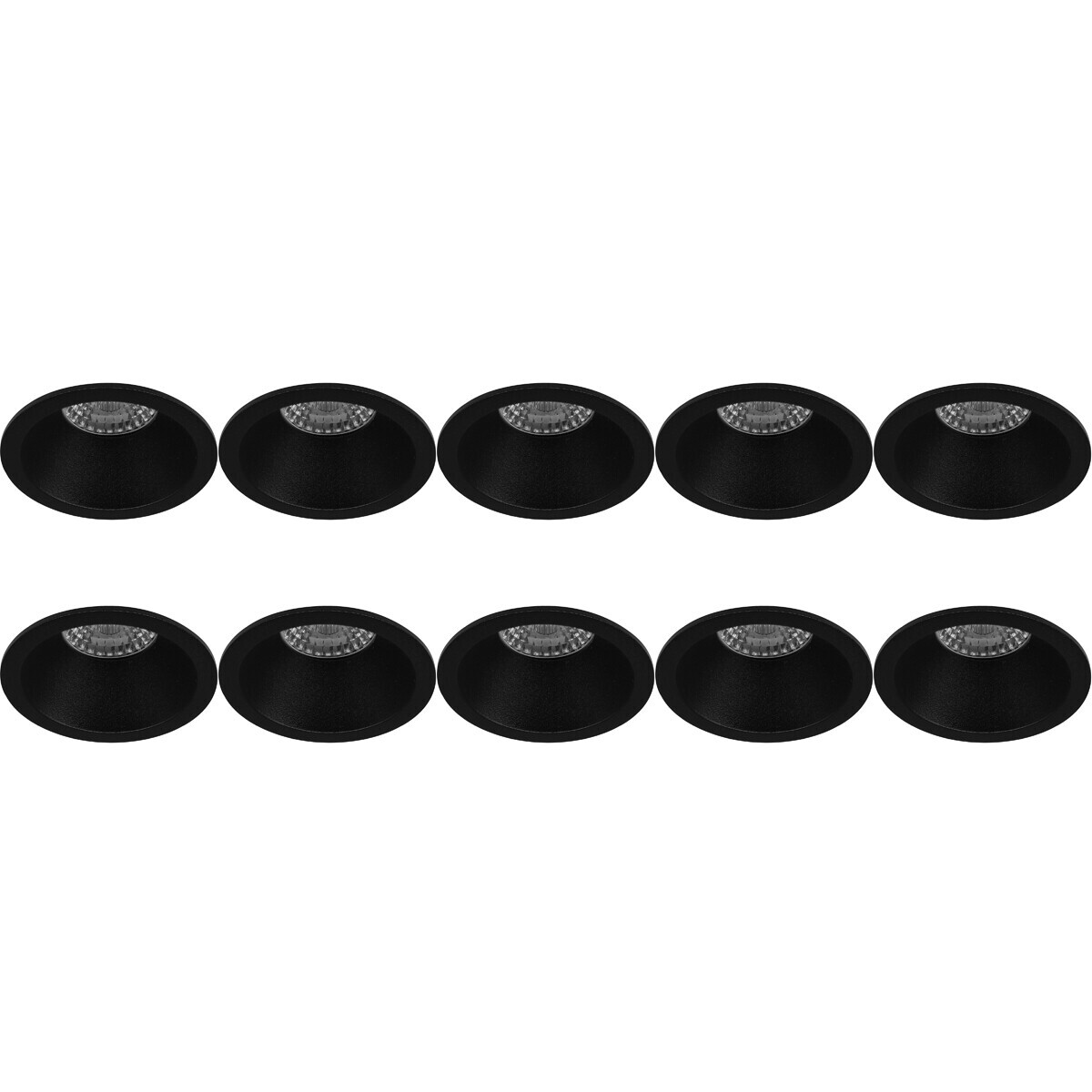 BES LED Spot Armatuur 10 Pack - Pragmi Pollon Pro - GU10 Fitting - Inbouw Rond - Mat Zwart - Aluminium - Verdiept - Ã˜82mm