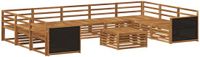 vidaXL Hoek loungeset 9-zits Naturel Massief Acacia Hout