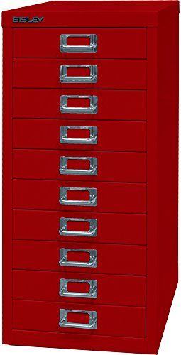 Bisley MultiDrawer - 29-serie - DIN A4 - 10 laden - metaal - 670 kardinaalrood - 38 x 27,9 x 59 cm