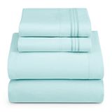 Hearth & Harbor Tweepersoons lakens - 4-delige lakenset, luxe tweepersoons geborsteld beddengoed - extra zacht beddengoed lakens en kussenslopen, volledig, aqua blauw