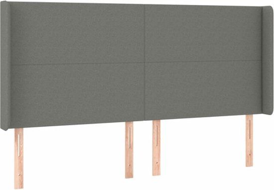 vidaXL Hoofdbord met randen 203x16x118/128 cm stof donkergrijs