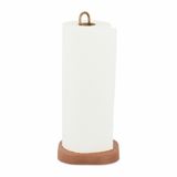 Relaxdays Keukenrolhouder Staand Beukenhout Vierkant Natuur/Goud 30,5 x 13 x 13 cm