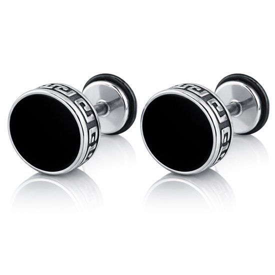 Mendes heren oorbellen Titanium Griekse Sleutel
