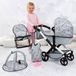Bayer Design XEO poppenwagenset, met tas, kinderstoel, slaapzak, speelboog, poppenaccessoires, in grijs