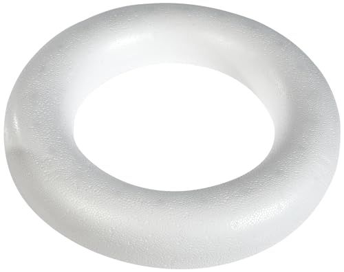 Glorex 6 3803 833 - halve ring van piepschuim, achterkant plat, wit, diameter ca. 30 cm, voor het vormgeven van adventskransen, paaskransen en andere decoratieve elementen