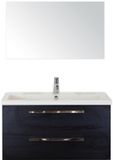 BES LED Seville Badmeubelset 100 cm - Black Oak - Wastafel Djazz 1 Kraangat met Spiegel