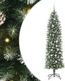 vidaXL Kunstmatige slanke kerstboom Groen en Wit 210 cm