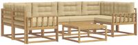 vidaXL - Hoek loungeset - 6 zitplekken - Wit en Beige - Acacia hout