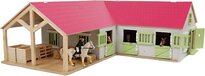 Kids Globe Paardenhoekstal met 3 Boxen en Berging Roze 1:24