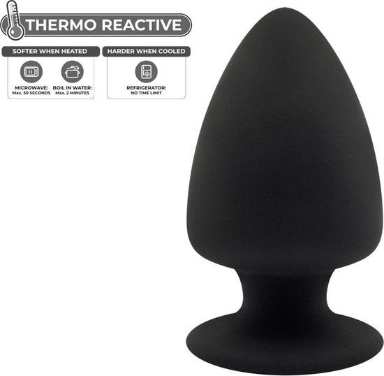 Butt Plug Dual Density Model 1 - Black - Waterproof - Stainless Steel & Silicone - 7.5cm Diameter