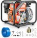 VEVOR Pompe à eau à essence avec une hauteur de refoulement de 49,9 m, pompe à eaux usées de 6 cv, pompe à moteur portable, moteur à essence avec un tuyau de refoulement de 762 cm, roue en fonte, pompe de jardin pour irrigation, étangs et piscines