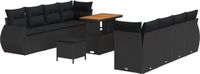 vidaXL Banc de jardin 11 pièces noir polyrotin