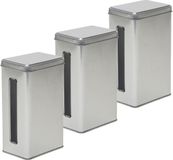 Merkloos The Box Blikken 3x Zilveren rechthoekige opbergblikken/bewaarblikken met venster 17 cm