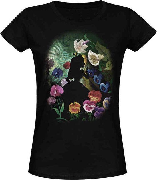 Alice in Wonderland Nastrovje P. GmbH & Co. KG Alice In Wonderland Black Flower Dames T-shirt - zwart - XL