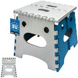 KOTARBAU® Opvouwbare Kruk - Opstapje Inklapbaar 27 cm - Opvouwbaar Opstapkrukje - Antislip en Stabiel - Draagbaar - Kunststof - Grijs en Blauw