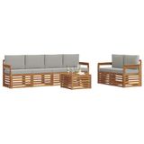 vidaXL Buiten bank set 7 st Natuurlijk en Licht Grijs