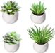 Unyqoos® Set de 4 plantes artificielles en forme de succulentes, avec pots blancs