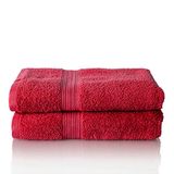 ALCLEAR Premium badstof handdoekenset, rood, 2x handdoeken 50x100 cm