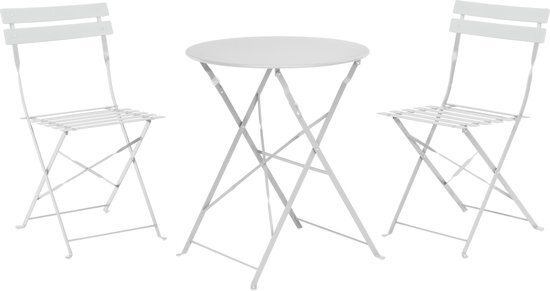 Garden Pro Bistro set licht grijs 3 stuks - terras meubel - tuin meubel - 2 stoelen 1 tafel - opklapbaar