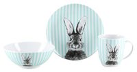 CreaTable Happy Bunny Green 3-delig porseleinen tafelservies