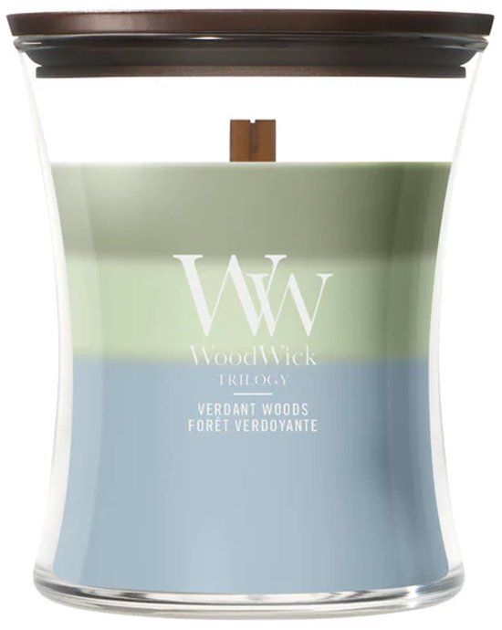 WoodWick Hourglass - Trilogy Verdant Woods - Medium Geurkaars - 60 branduren