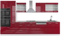 Vicco R-Line Keuken – 350 cm met hoge kast, met marmeren werkblad Rood hoogglans/wit