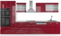 Vicco R-Line Keuken – 350 cm met hoge kast, met marmeren werkblad Rood hoogglans/wit