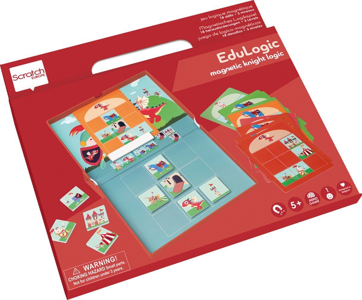 Carletto Deutschland Scratch 276182277 Magnetisch educatief spel, ridder en draak, 1 speler, voor kinderen vanaf 5 jaar