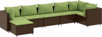 vidaXL 7-delige Loungeset met kussens poly rattan bruin